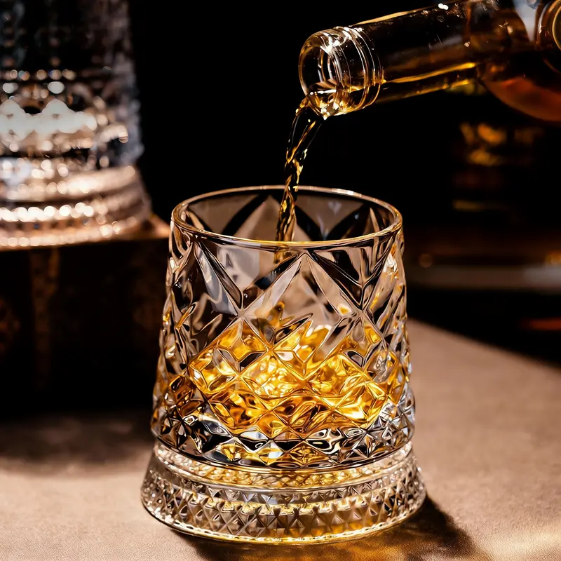 Luxury 360° Spinning Crystal Glass Star-Cut Whiskey Wine Cup