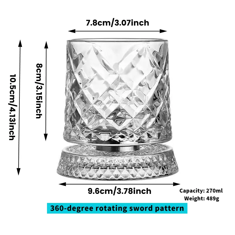 Luxury 360° Spinning Crystal Glass Star-Cut Whiskey Wine Cup