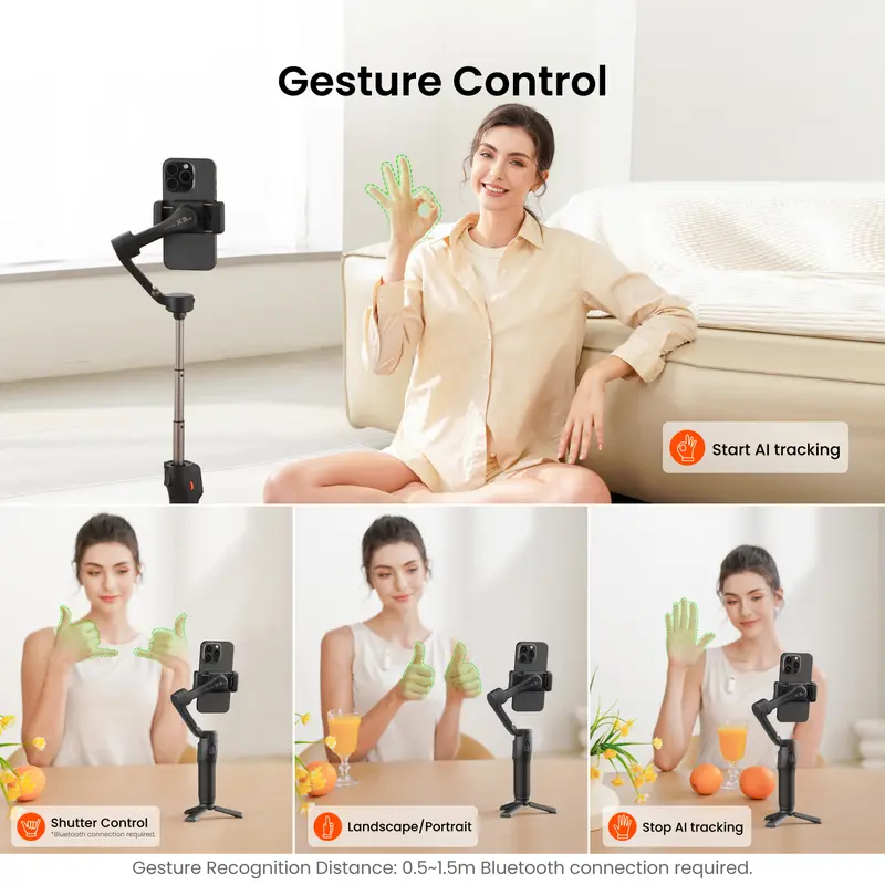 Portable Foldable Three-Axis Smartphone Gimbal
