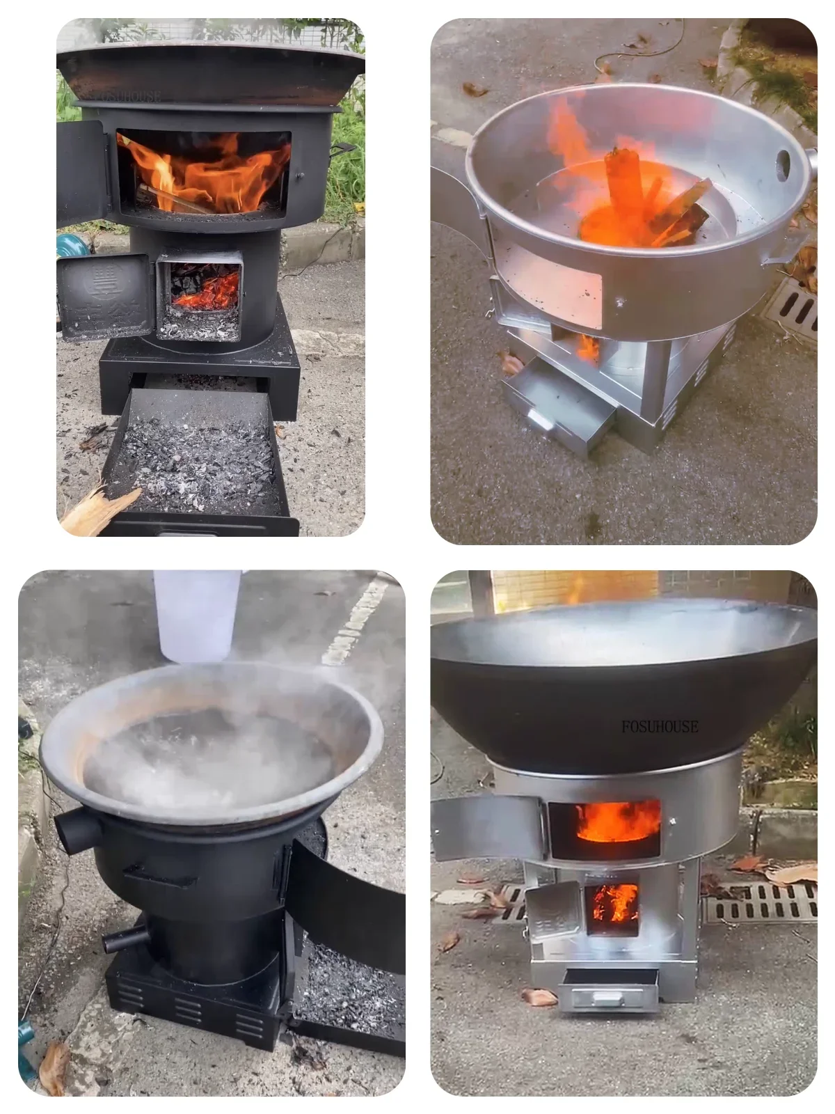 New Chimeneas Gasification Furnace Wood Stove Heating Household Rural Burning Firewood Coal Energy-saving Fierce Fire Pit YY