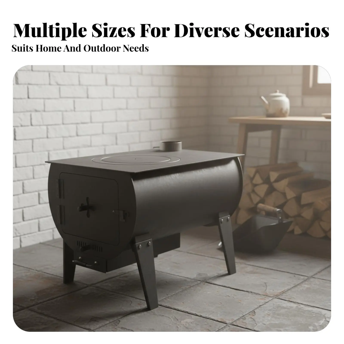 Smokeless Heating Stove, Indoor & Outdoor Wood Burner, Rural Home, Large, Fast Heating, Metal
