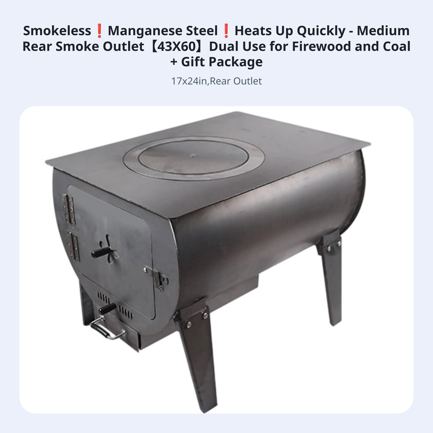 Smokeless Heating Stove, Indoor & Outdoor Wood Burner, Rural Home, Large, Fast Heating, Metal
