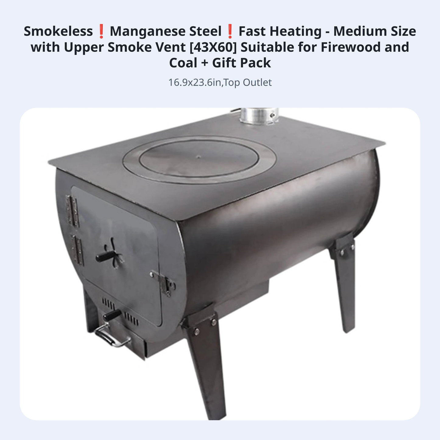 Smokeless Heating Stove, Indoor & Outdoor Wood Burner, Rural Home, Large, Fast Heating, Metal