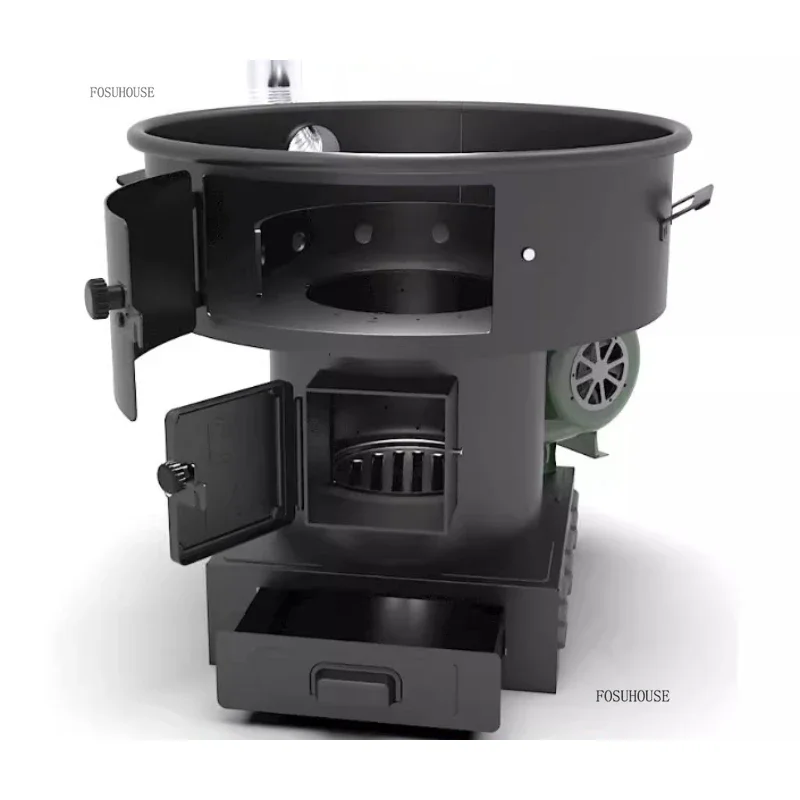 New Chimeneas Gasification Furnace Wood Stove Heating Household Rural Burning Firewood Coal Energy-saving Fierce Fire Pit YY